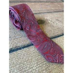 Haines & Bonner Of London Handmade Silk Paisley Red And Blue Tie